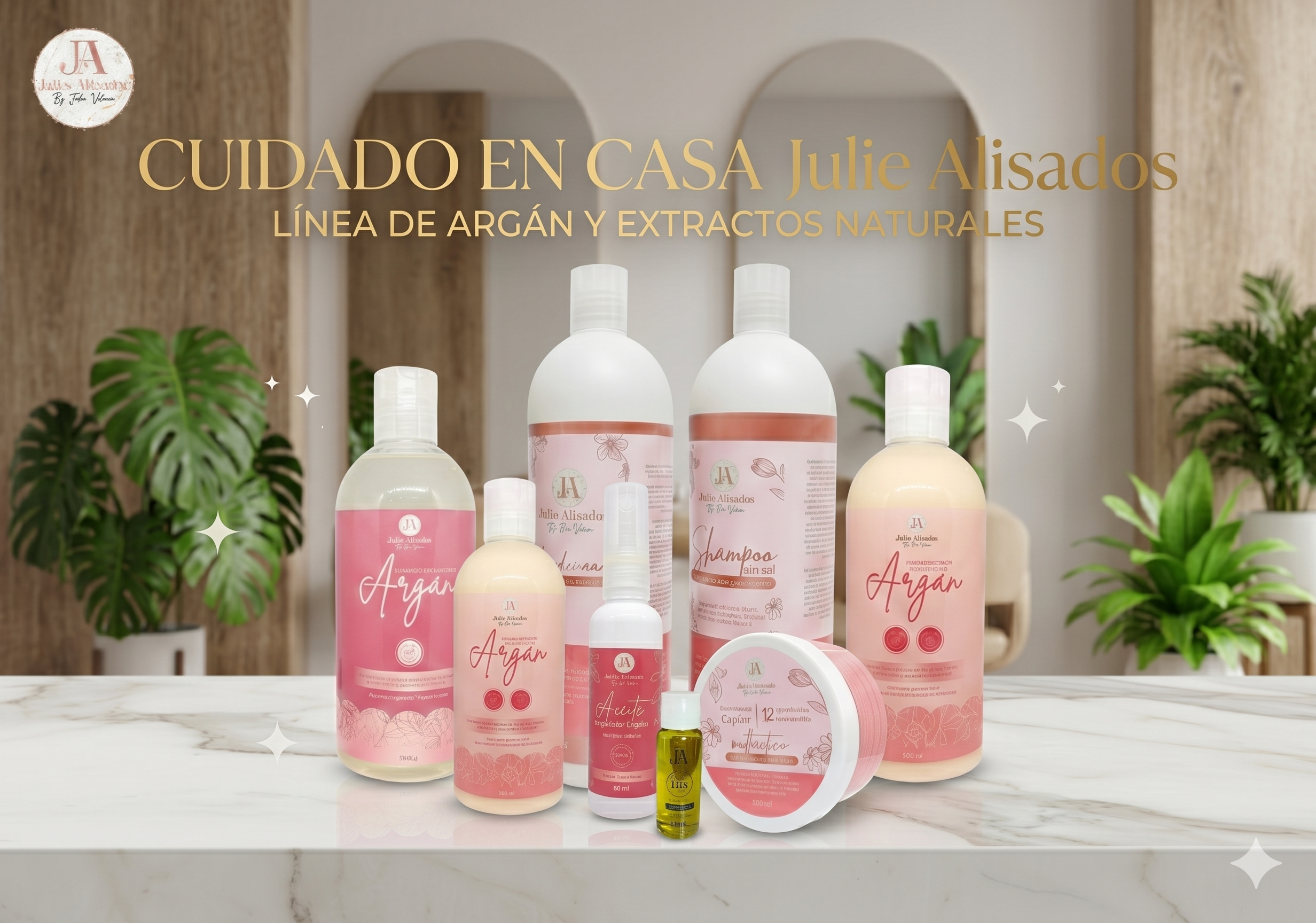 Línea de Cuidado Capilar Julie Alisados - Mantenimiento en Casa Argán y Extractos